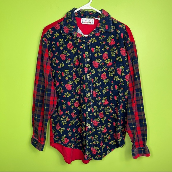 Carolina Colours Tops - Carolina Colours korduroy floral vintage button top size L great condition